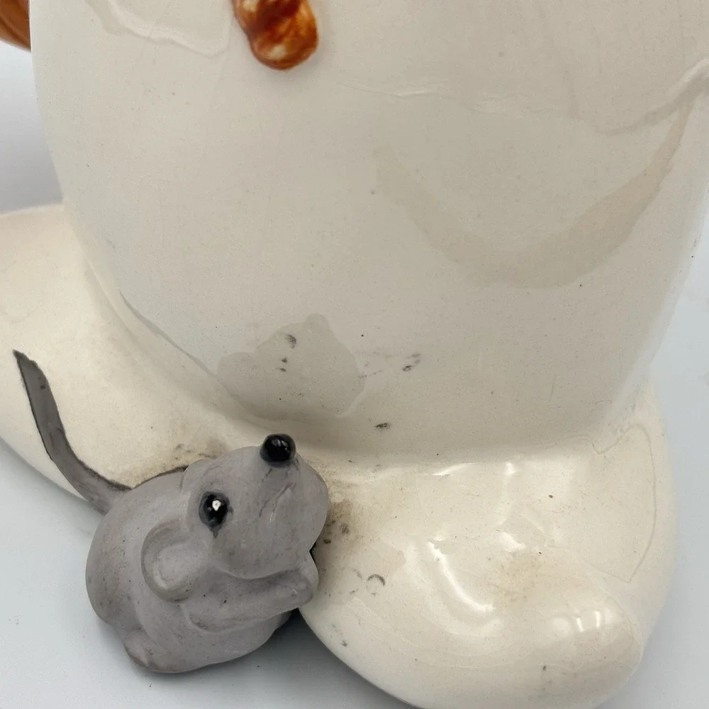 Vintage Ceramic White Ghost W/ Pumpkin / Jack O Lantern & Mouse 11.5